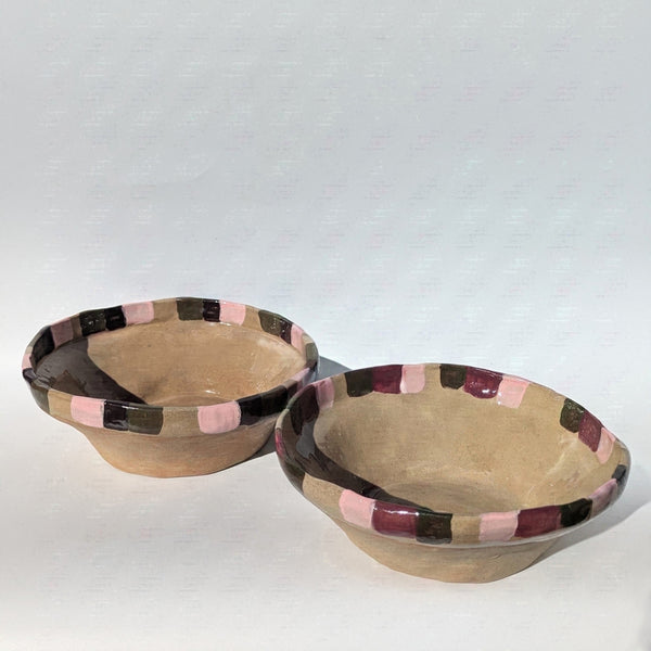 Wondering People_Pair of Burgundy, Brown & Olive Dash Serving Bowls_19