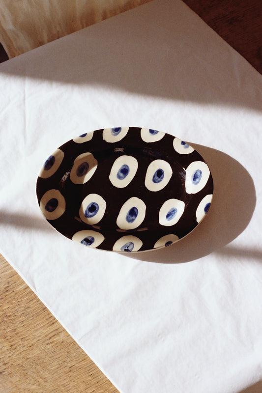 Wondering People_Small Oval Cobalt Dash Platter_46