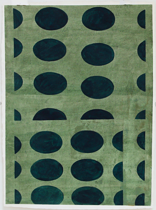 Wondering People_Indigo Ovals on Green_8