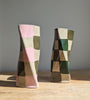 Wondering People_Pink And Olive Check Twist Vase_3