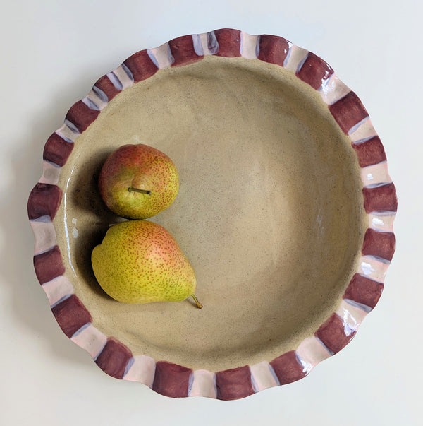 Wondering People_Baby Pink & Burgundy Frill Edged Serving Bowl_31